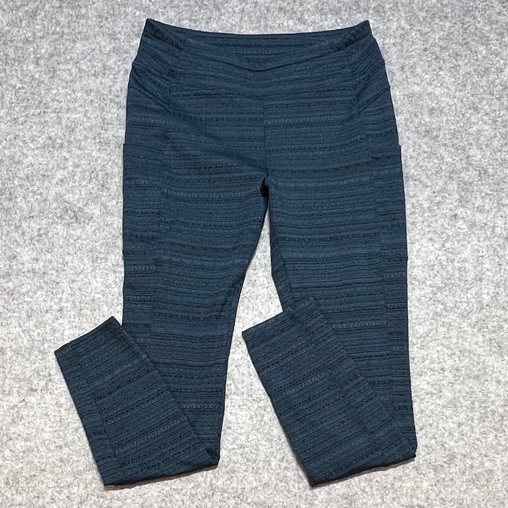 Alpine Design Textured Pocket Leggings Blue High Rise Yoga Athletic Sport Medium